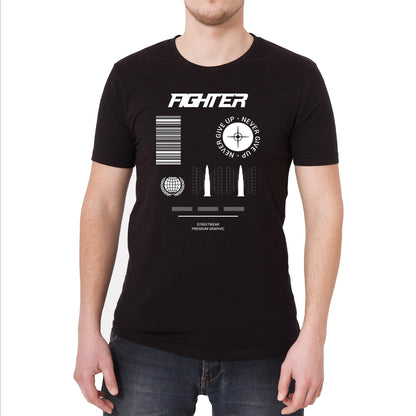 Fighter Never Give Up Vintage Graphic T-Shirt